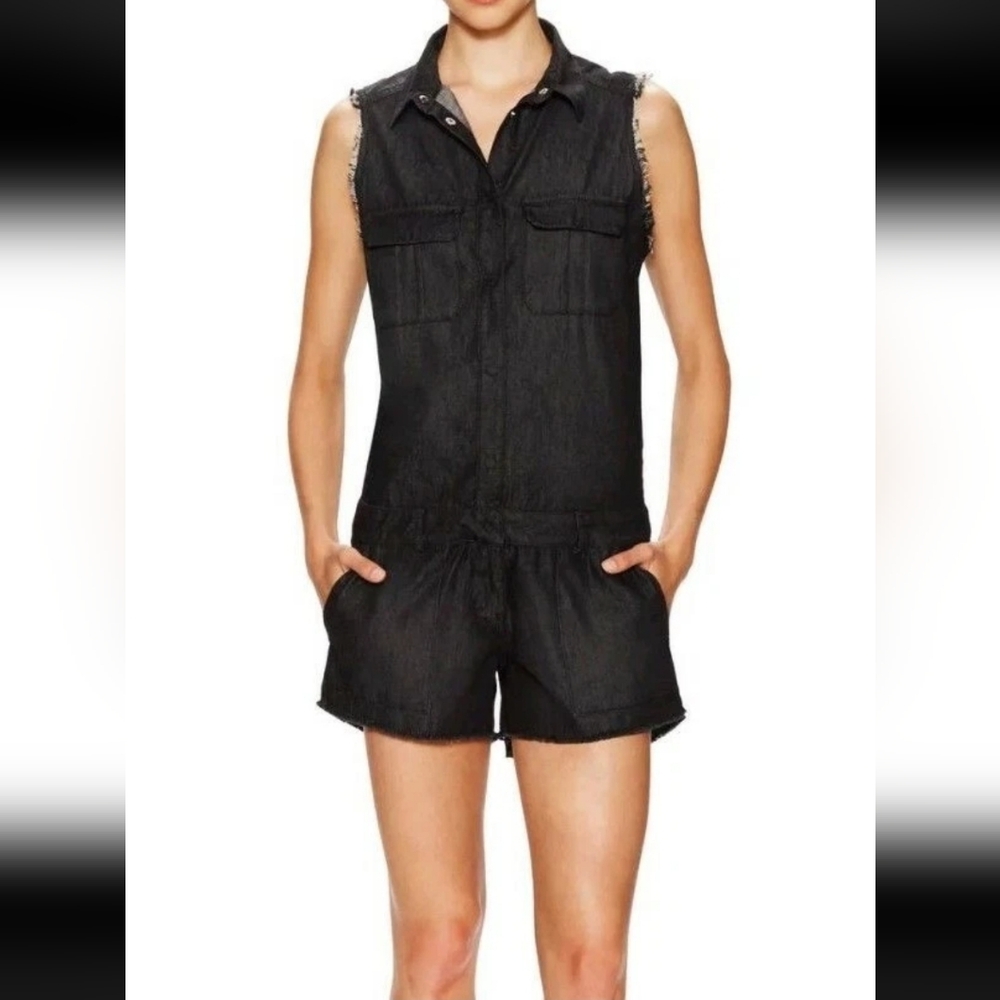 Etienne Marcel Black Frayed Sleeveless Romper | Sz M | Like New